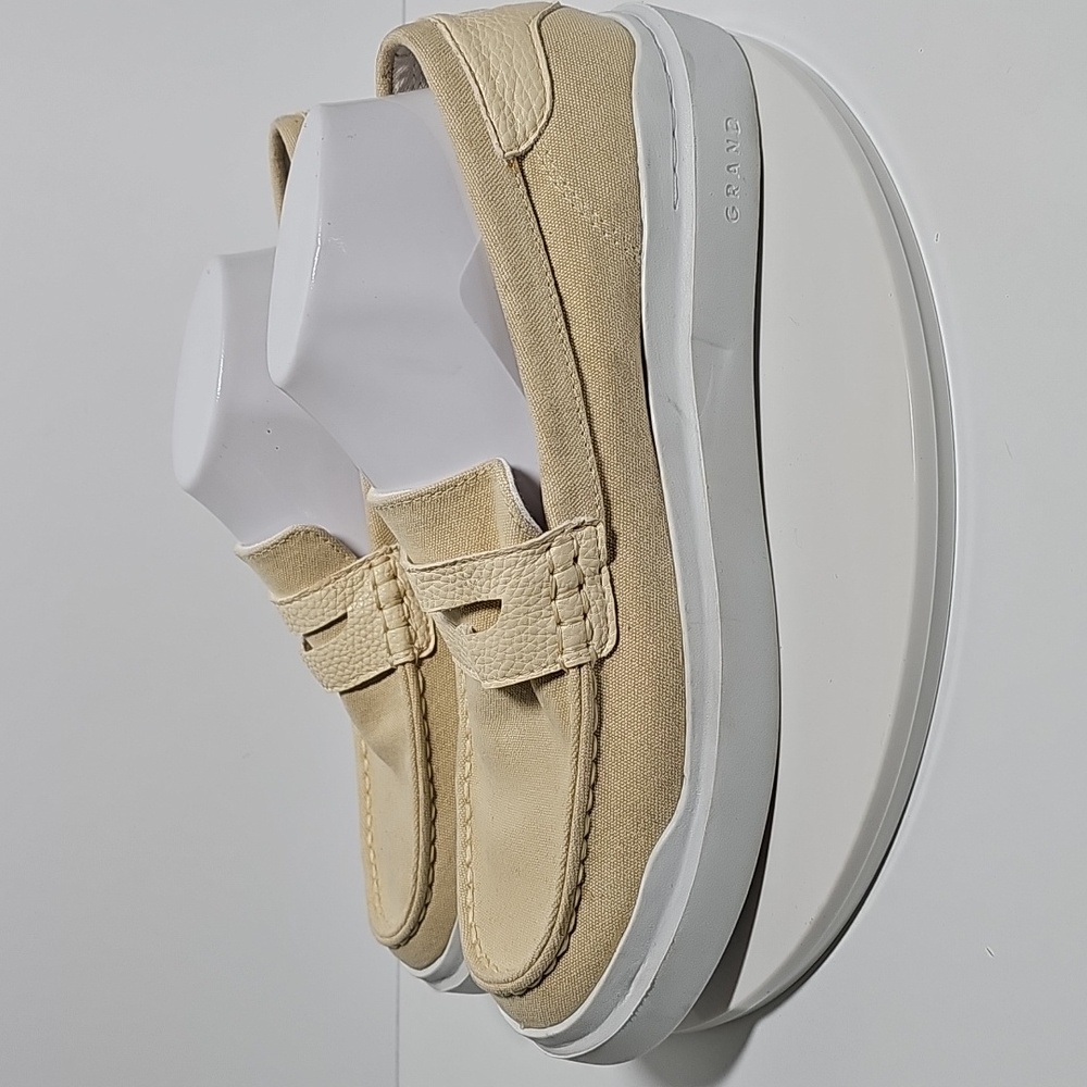 NWOT Cole Haan Grandseries Grandpro Rally Penny Loafer Sneaker Cream Canvas 10 - Picture 8 of 13